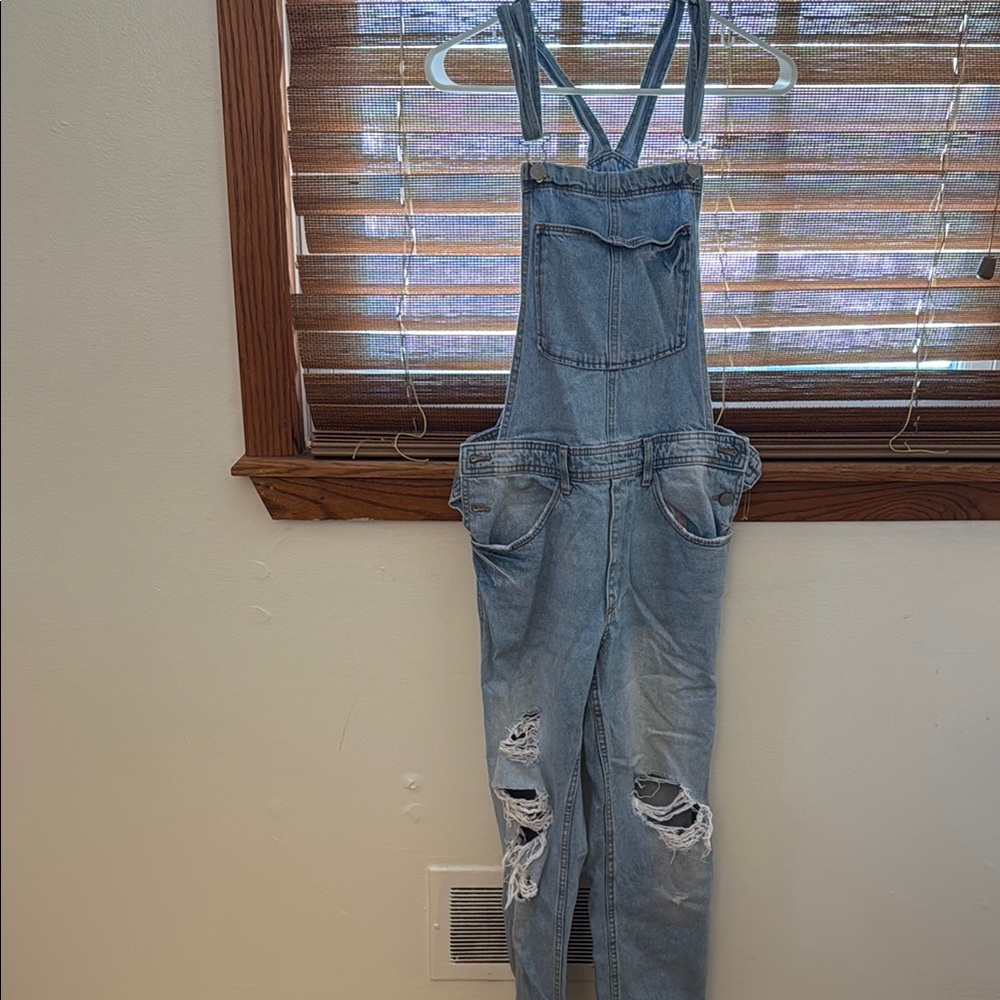 Distressed Denim Overalls